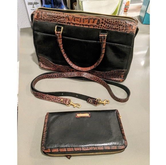 Brahmin Handbags - Brahmin Black/Pecan Tuscon Satchel & Wallet